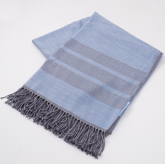 Battisti Blue Birdseye Wool Throw Blanket - Top Shelf Apparel