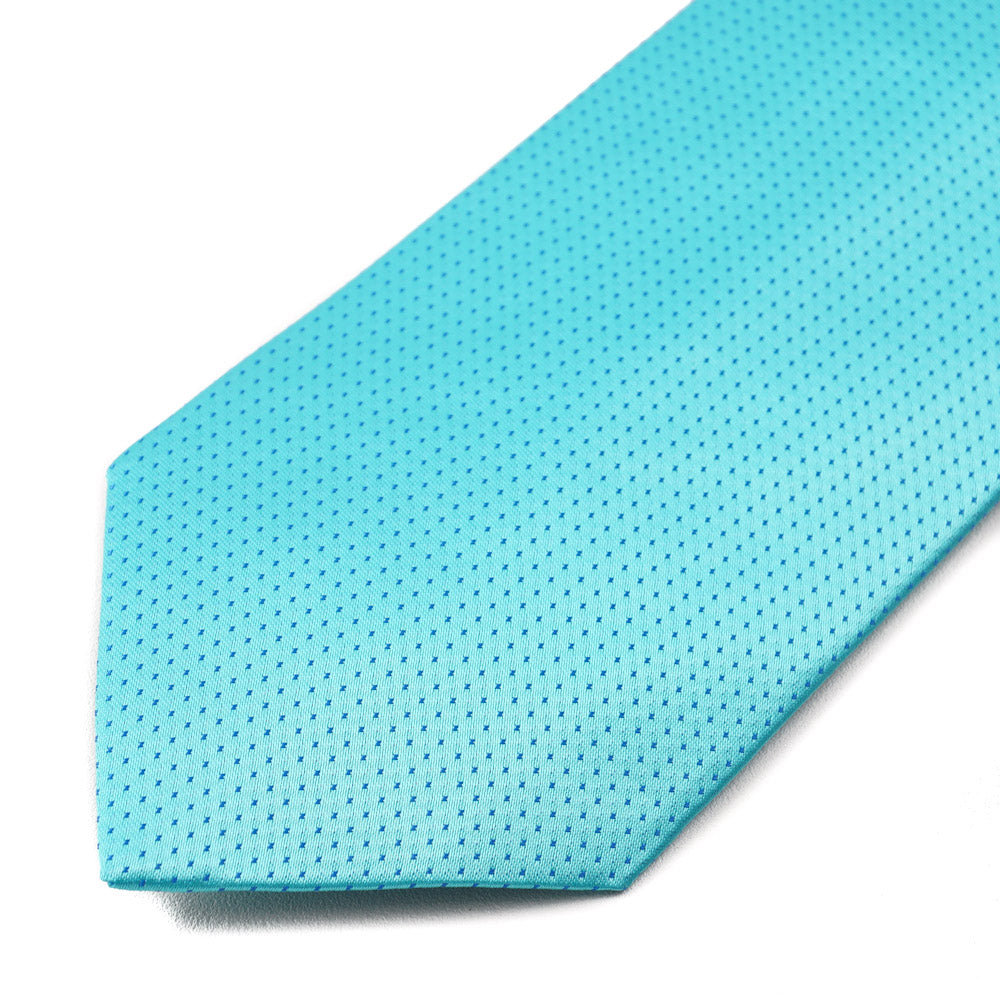 Isaia Turquoise Blue Pindot Silk Tie - Top Shelf Apparel