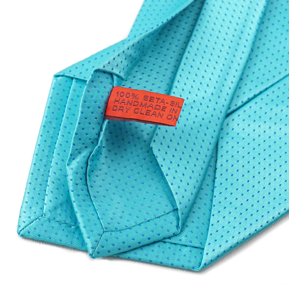 Isaia Turquoise Blue Pindot Silk Tie - Top Shelf Apparel