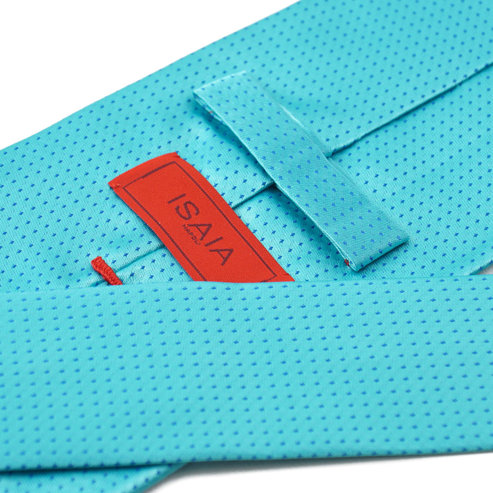 Isaia Turquoise Blue Pindot Silk Tie - Top Shelf Apparel