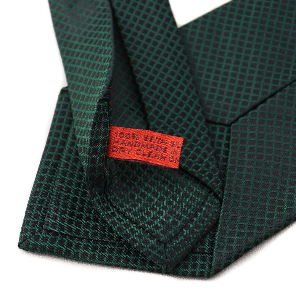 Isaia Emerald Green Mini Check Silk Tie - Top Shelf Apparel