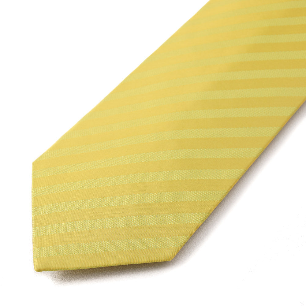 Isaia Lemon Yellow Ribbon Striped Silk Tie - Top Shelf Apparel