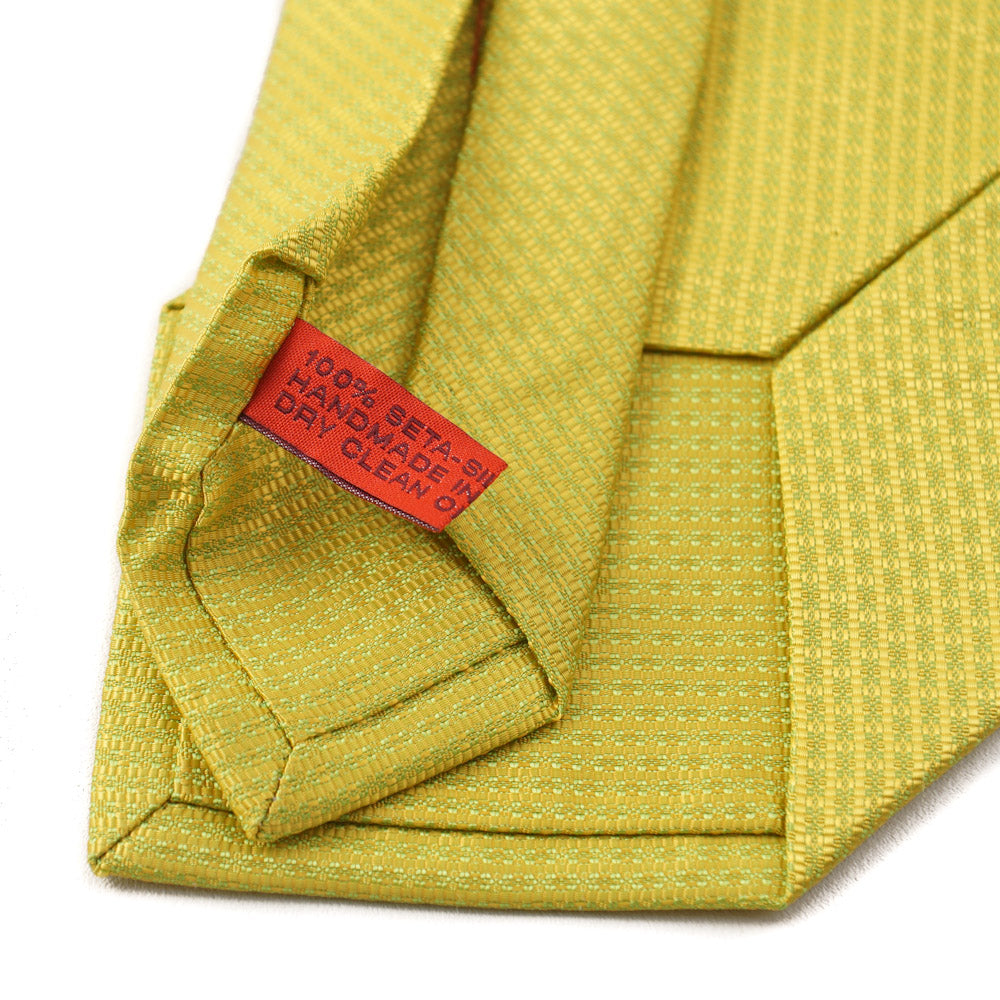 Isaia Lemon Yellow Patterned Silk Tie - Top Shelf Apparel