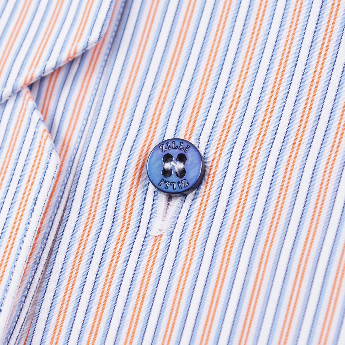 Zilli Sky-Orange Stripe Cotton Dress Shirt - Top Shelf Apparel