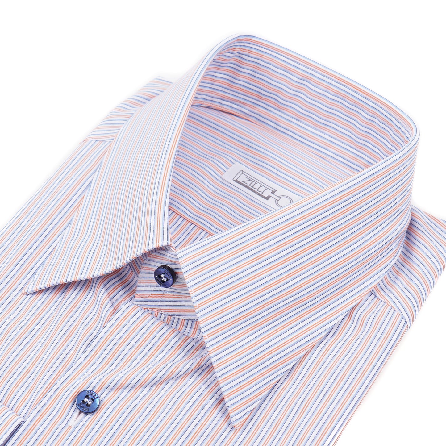 Zilli Sky-Orange Stripe Cotton Dress Shirt - Top Shelf Apparel