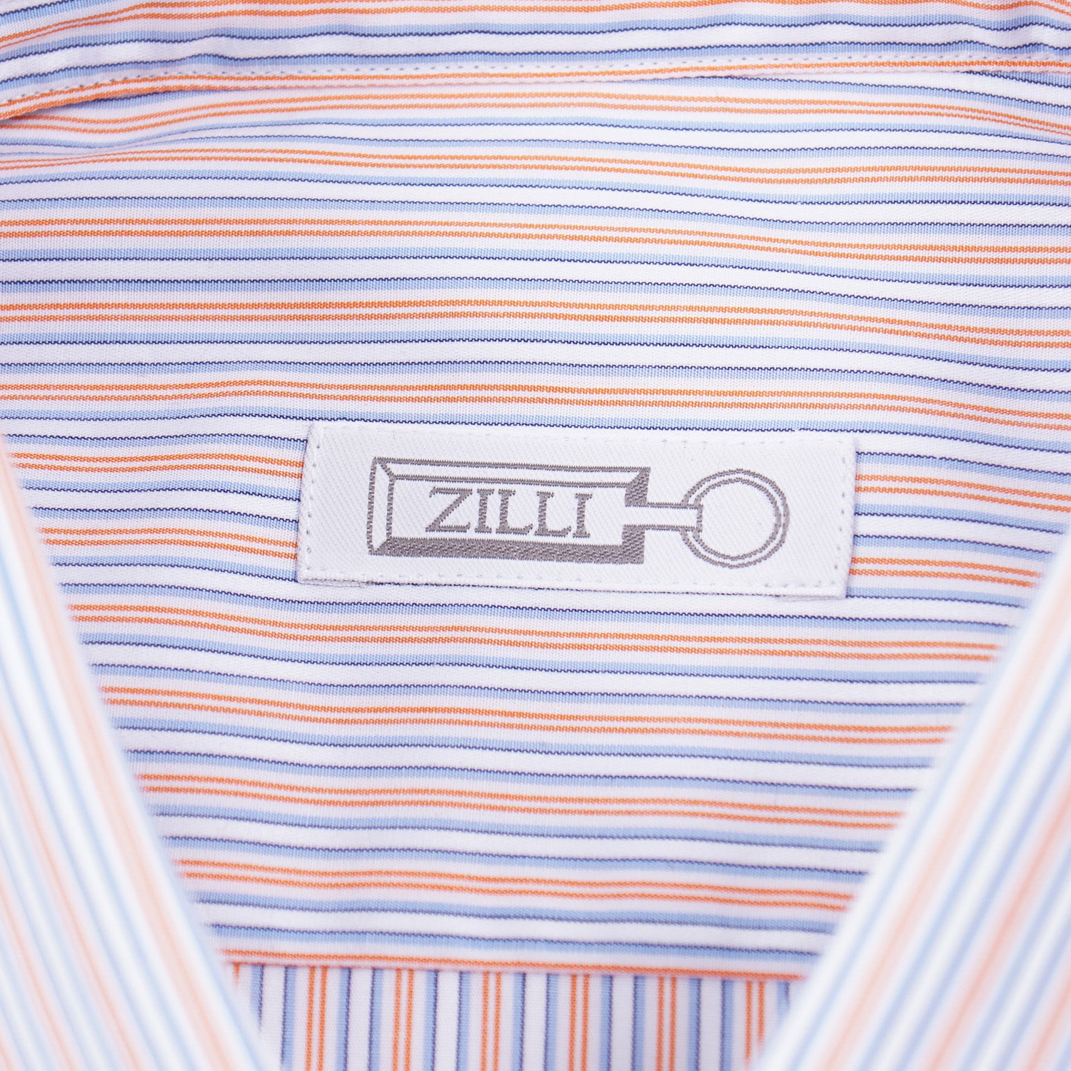 Zilli Sky-Orange Stripe Cotton Dress Shirt - Top Shelf Apparel