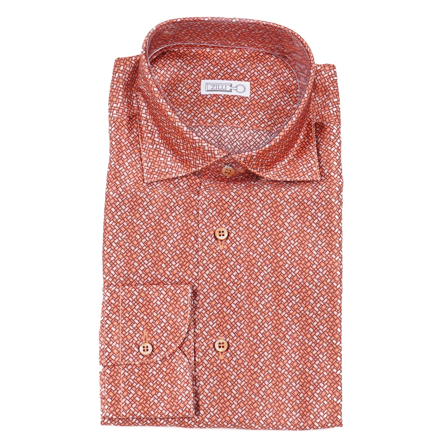 Zilli Silk Shirt in Orange Geometric Print - Top Shelf Apparel