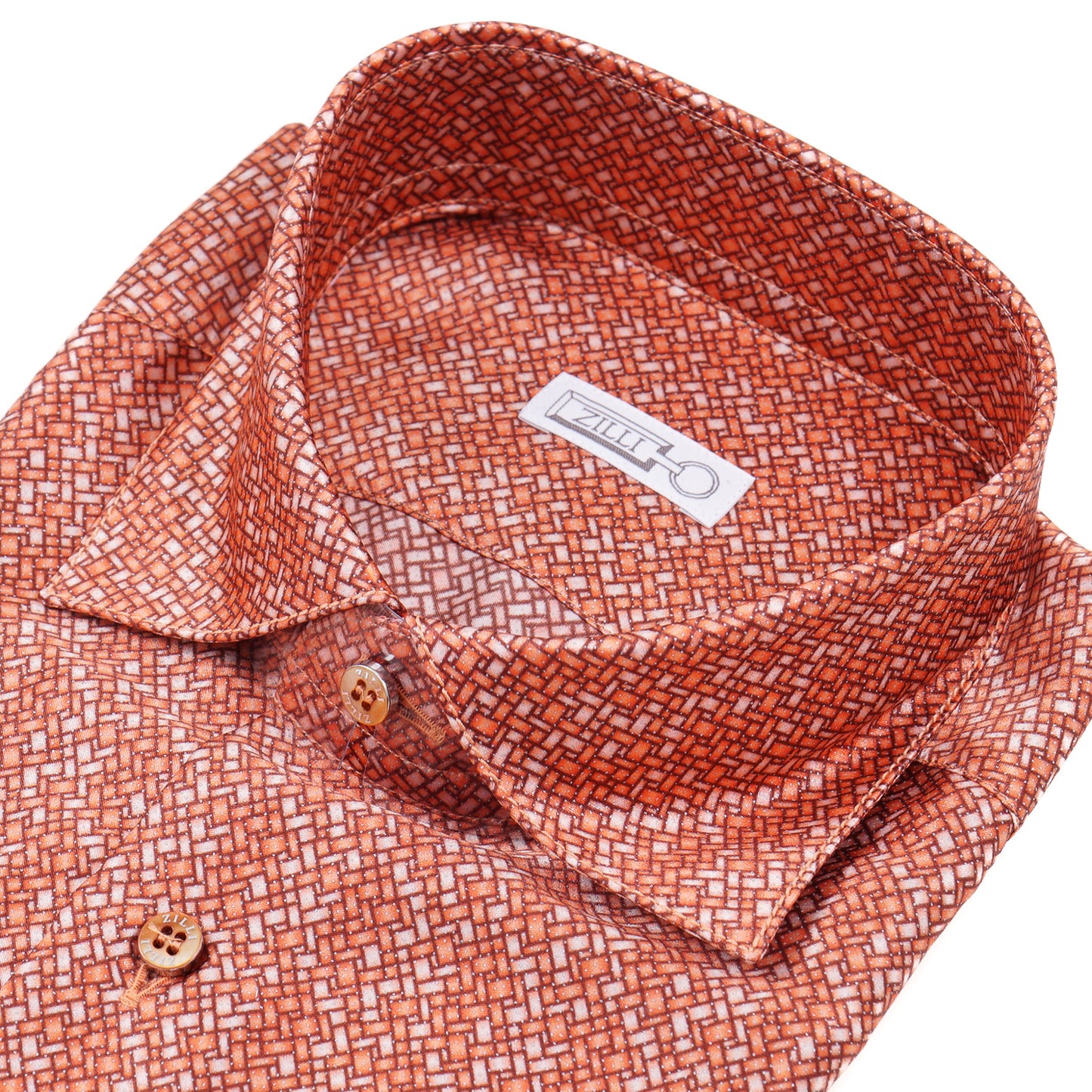 Zilli Silk Shirt in Orange Geometric Print - Top Shelf Apparel