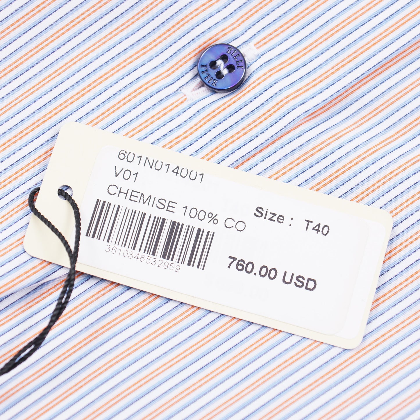 Zilli Sky-Orange Stripe Cotton Dress Shirt - Top Shelf Apparel