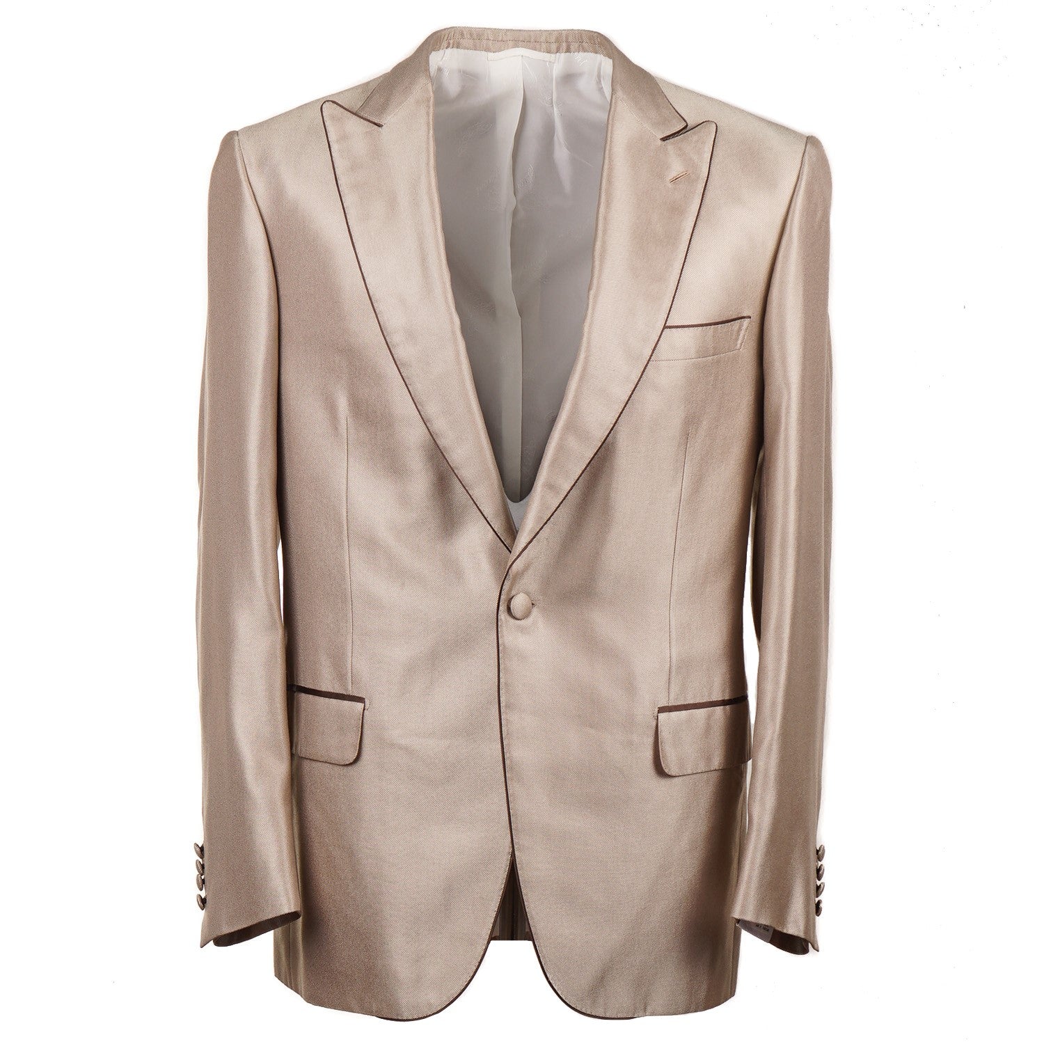 Brioni Gold Silk Dinner Jacket with Peak Lapels - Top Shelf Apparel