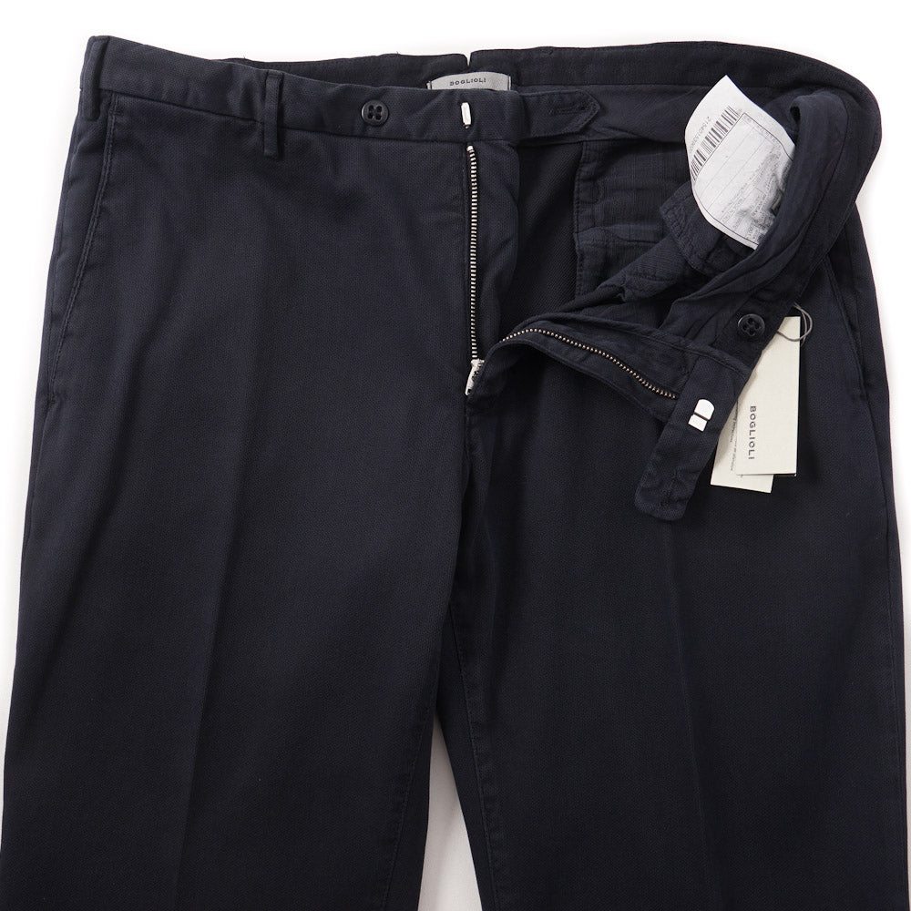 Boglioli Slim-Fit Cotton Chinos in Patterned Navy Blue - Top Shelf Apparel