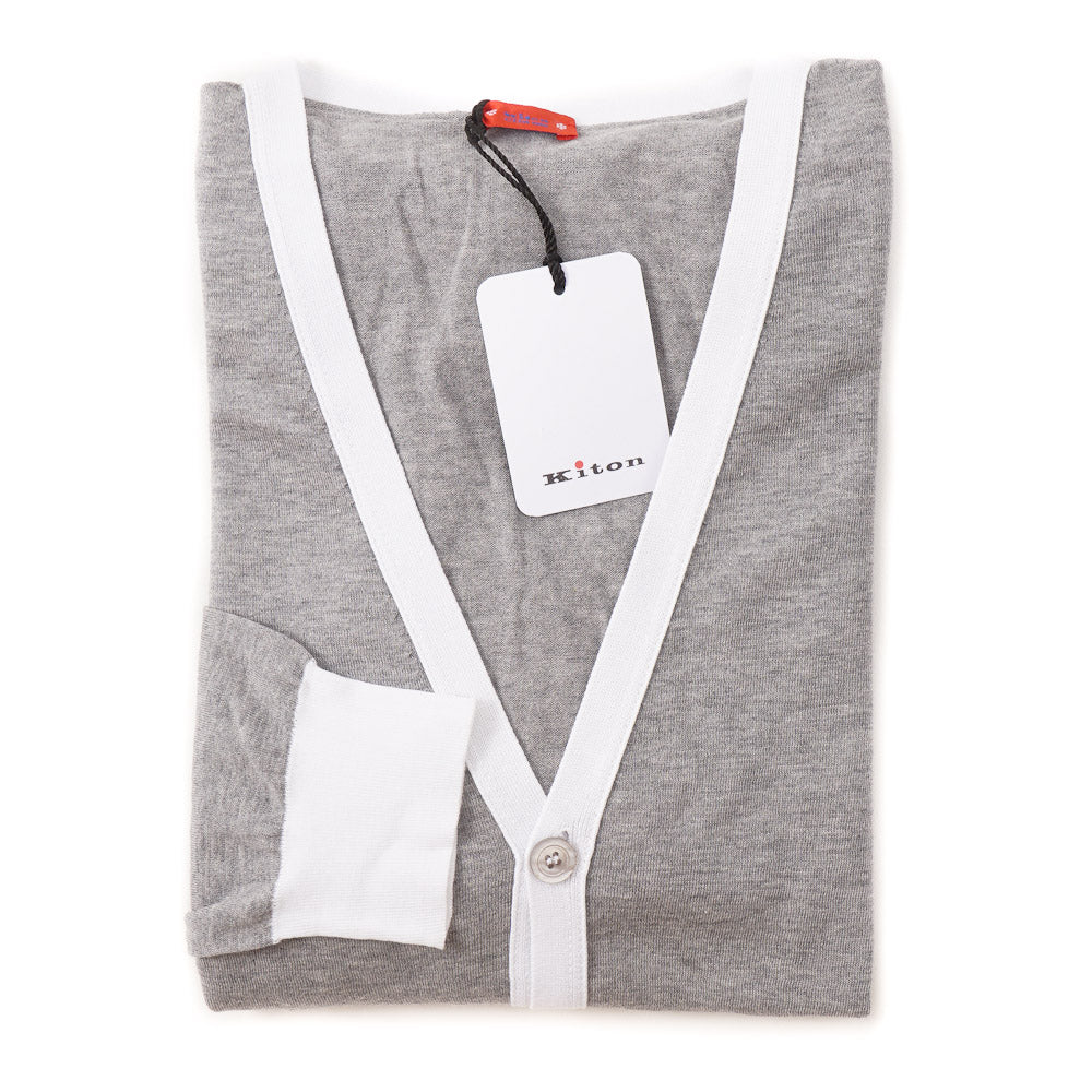 Kiton Lightweight Cotton Cardigan Sweater in Gray - Top Shelf Apparel