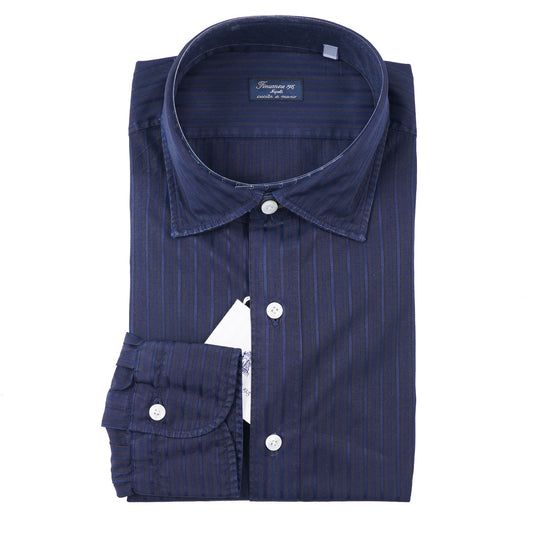 Finamore Satin Stripe Cotton Shirt - Top Shelf Apparel