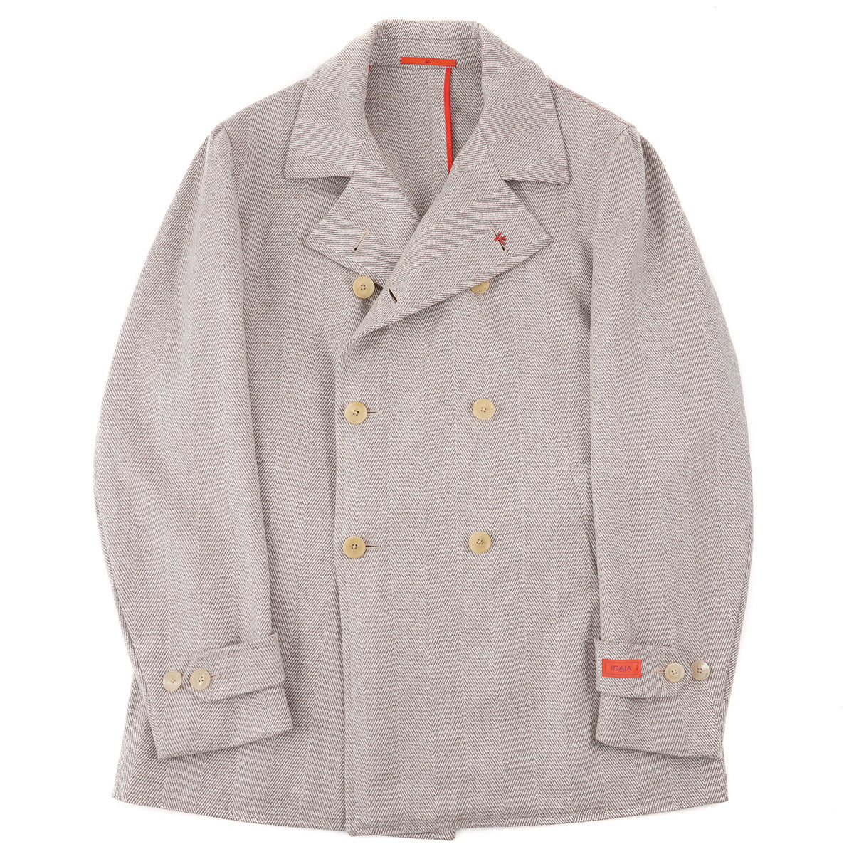 Isaia Herringbone Cashmere Peacoat - Top Shelf Apparel