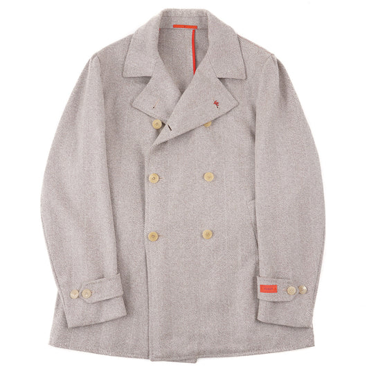 Isaia Herringbone Cashmere Peacoat - Top Shelf Apparel