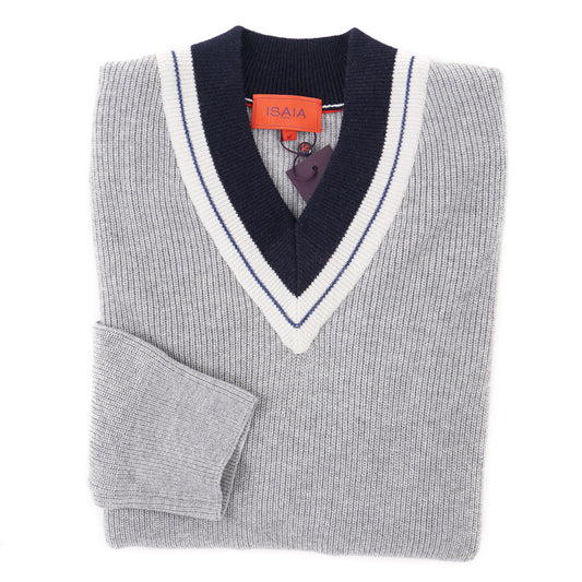 Isaia Cashmere Sweater with Contrast Details - Top Shelf Apparel