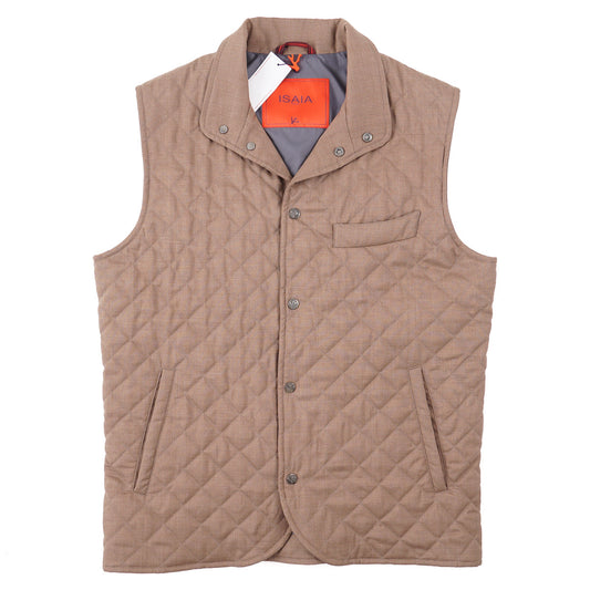 Isaia Quilted Padded Lambskin Suede Vest - Top Shelf Apparel