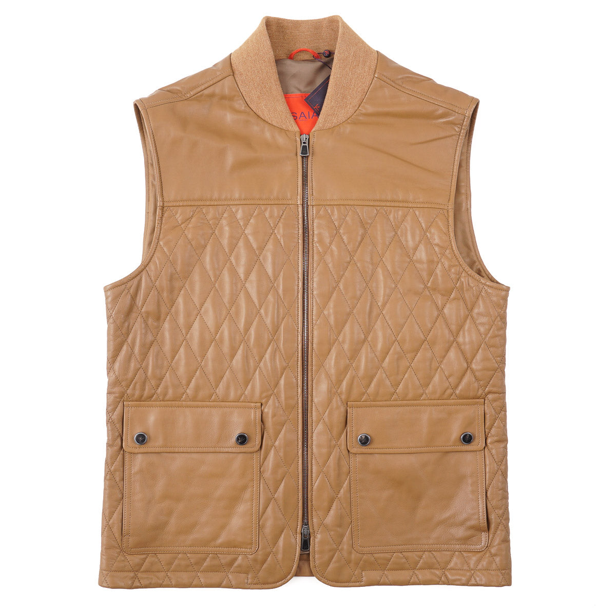 Isaia Quilted Nappa Lamb Leather Vest - Top Shelf Apparel