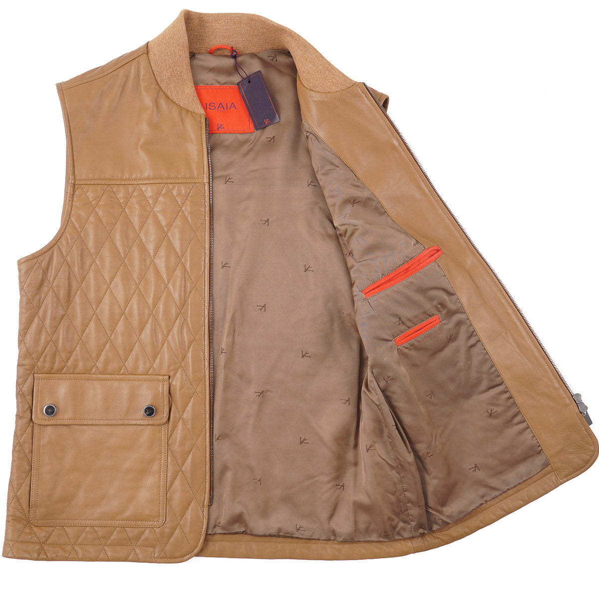 Isaia Quilted Nappa Lamb Leather Vest - Top Shelf Apparel