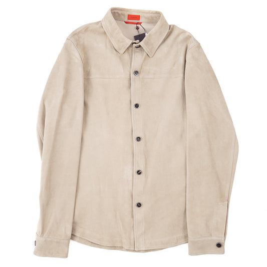 Isaia Lamb Suede Leather Overshirt Jacket - Top Shelf Apparel