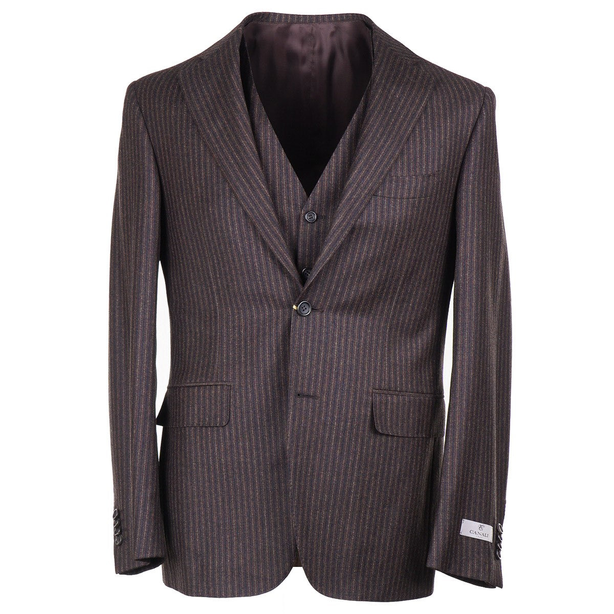 Canali Three-Piece Flannel Wool Suit - Top Shelf Apparel