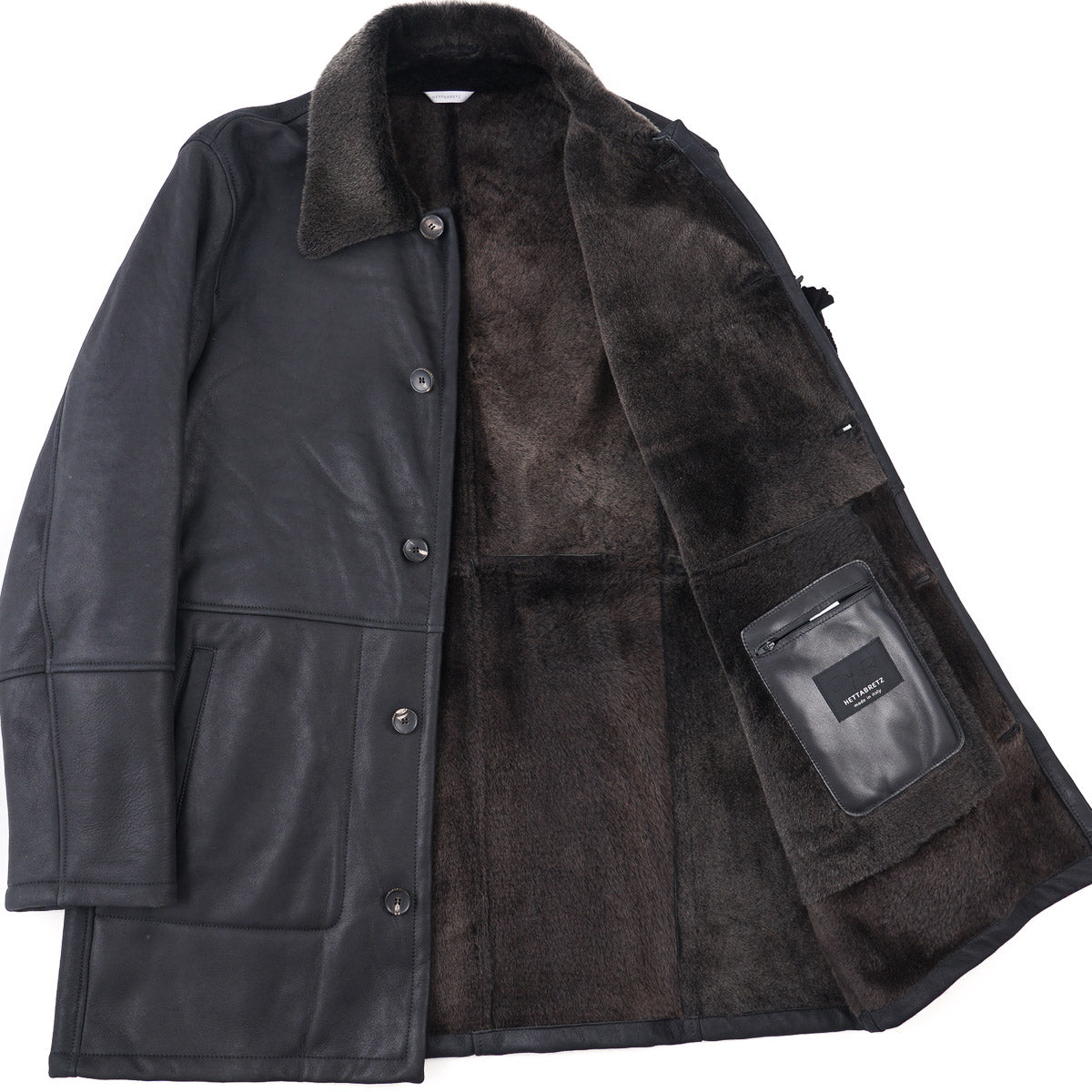 Hettabretz Satin Shearling Leather Overcoat