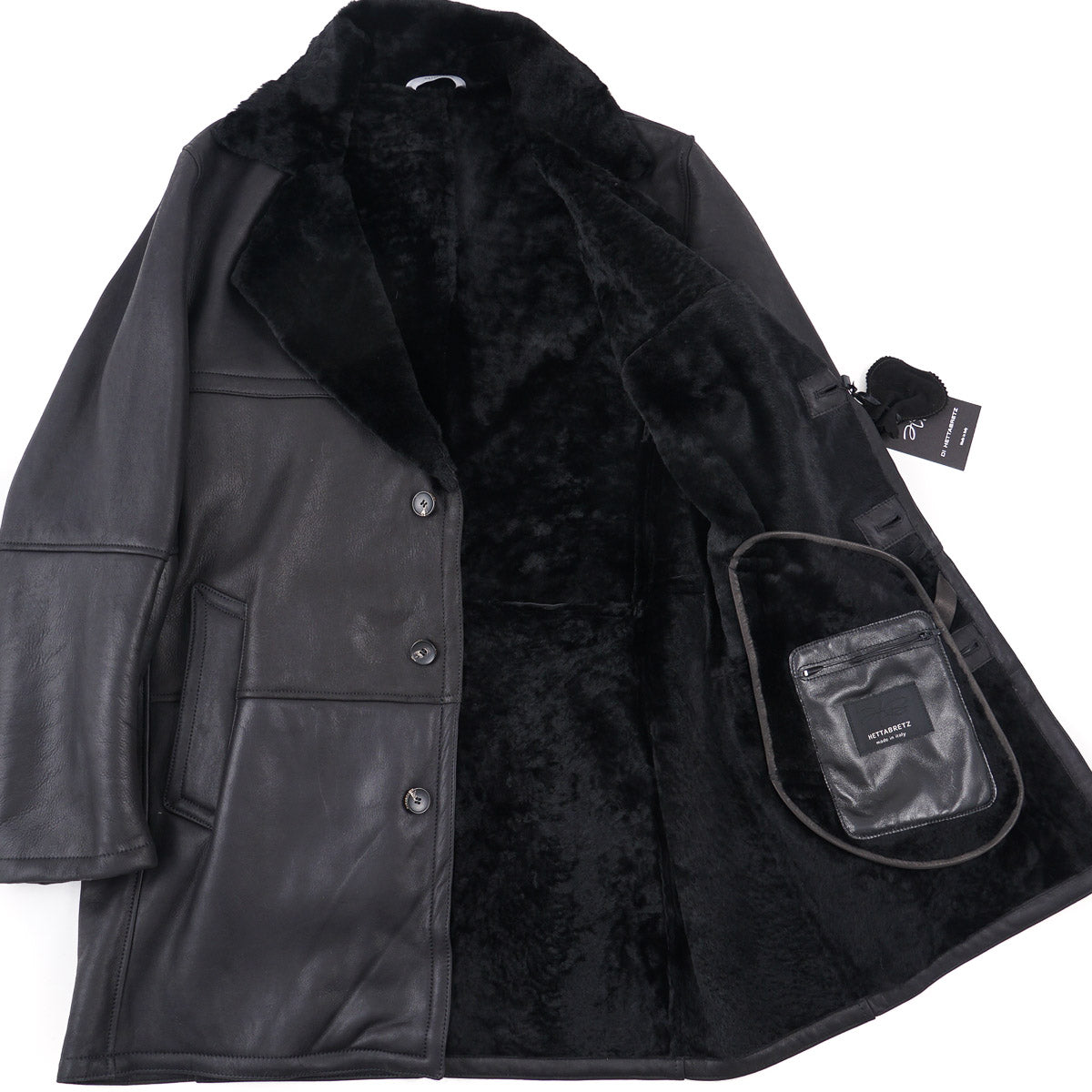 Hettabretz Satin Shearling Leather Overcoat