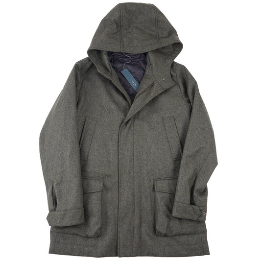 Boglioli Padded Flannel Wool Hooded Parka