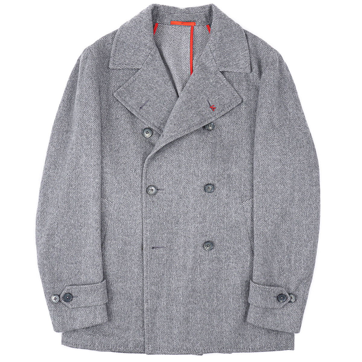 Isaia Herringbone Cashmere Peacoat - Top Shelf Apparel