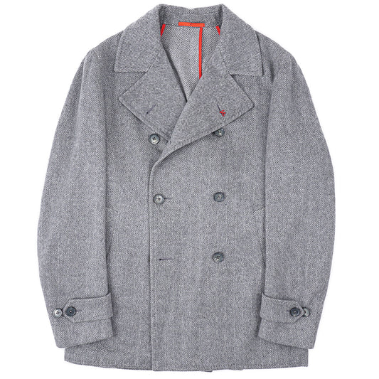 Isaia Herringbone Cashmere Peacoat - Top Shelf Apparel