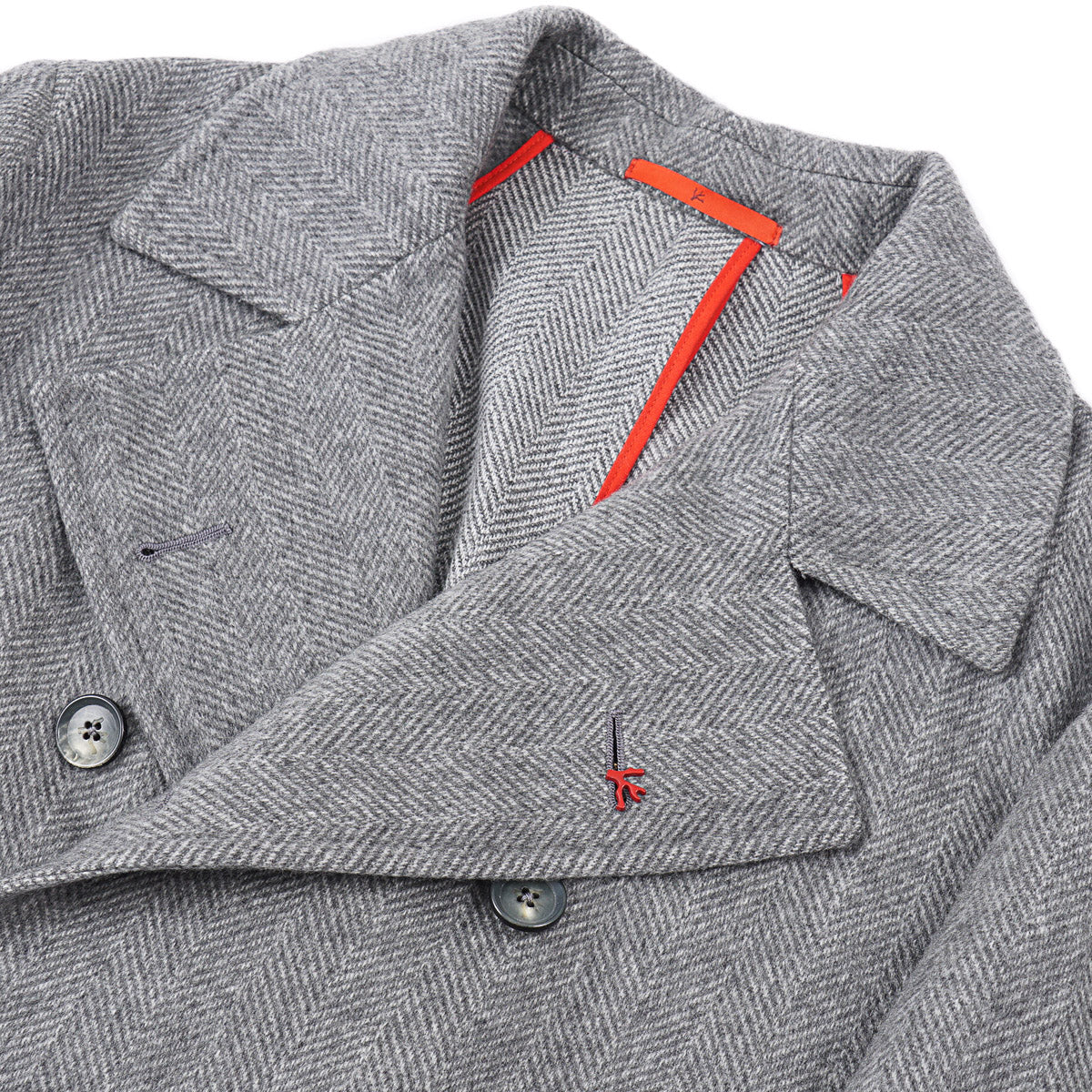 Isaia Herringbone Cashmere Peacoat - Top Shelf Apparel