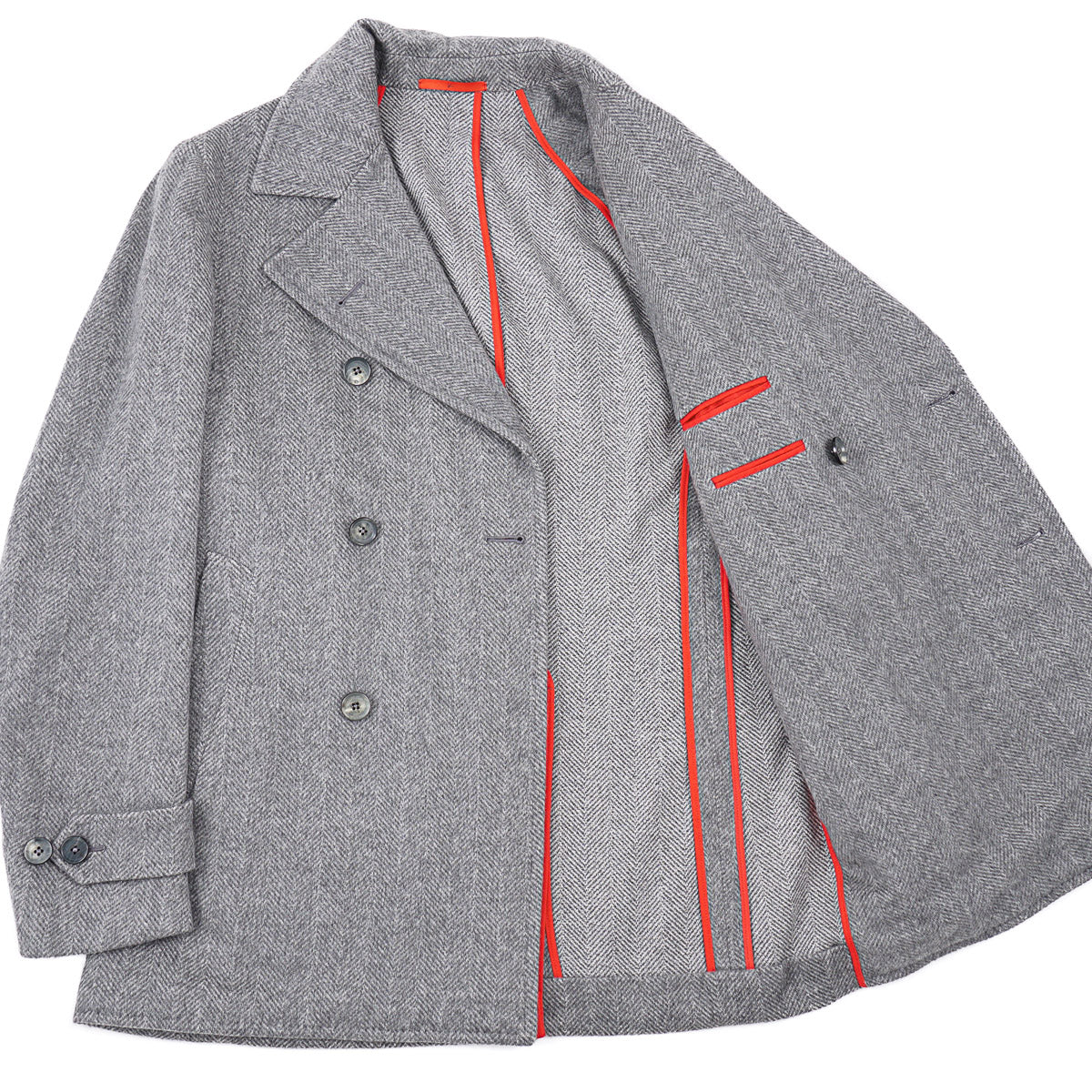 Isaia Herringbone Cashmere Peacoat - Top Shelf Apparel