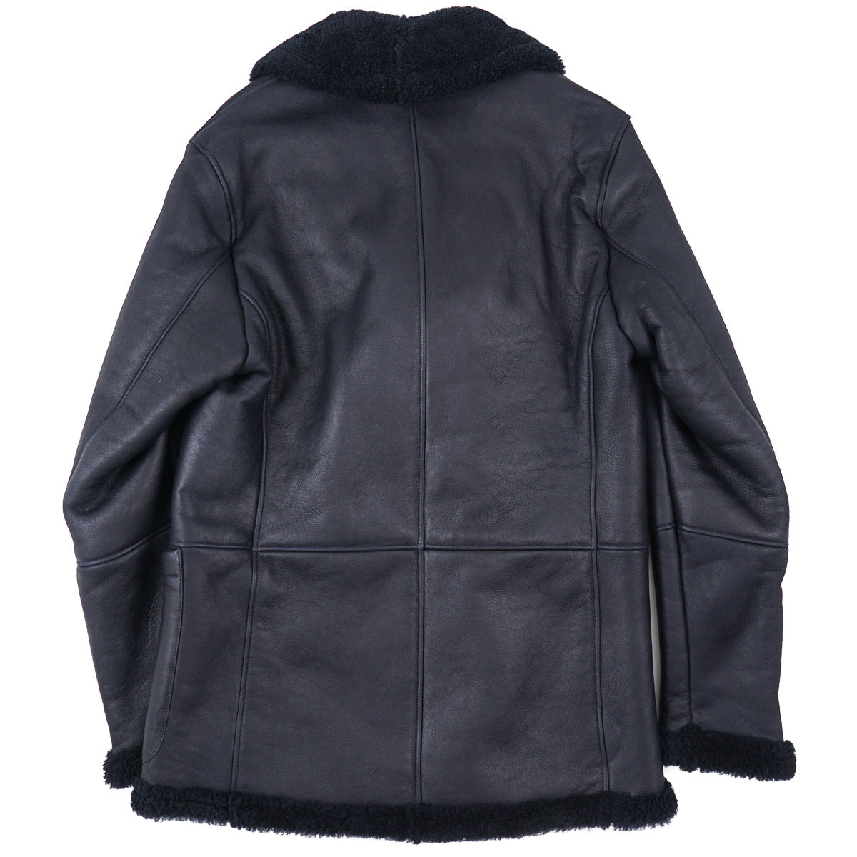 Isaia Plush Shearling Leather Pea Coat - Top Shelf Apparel