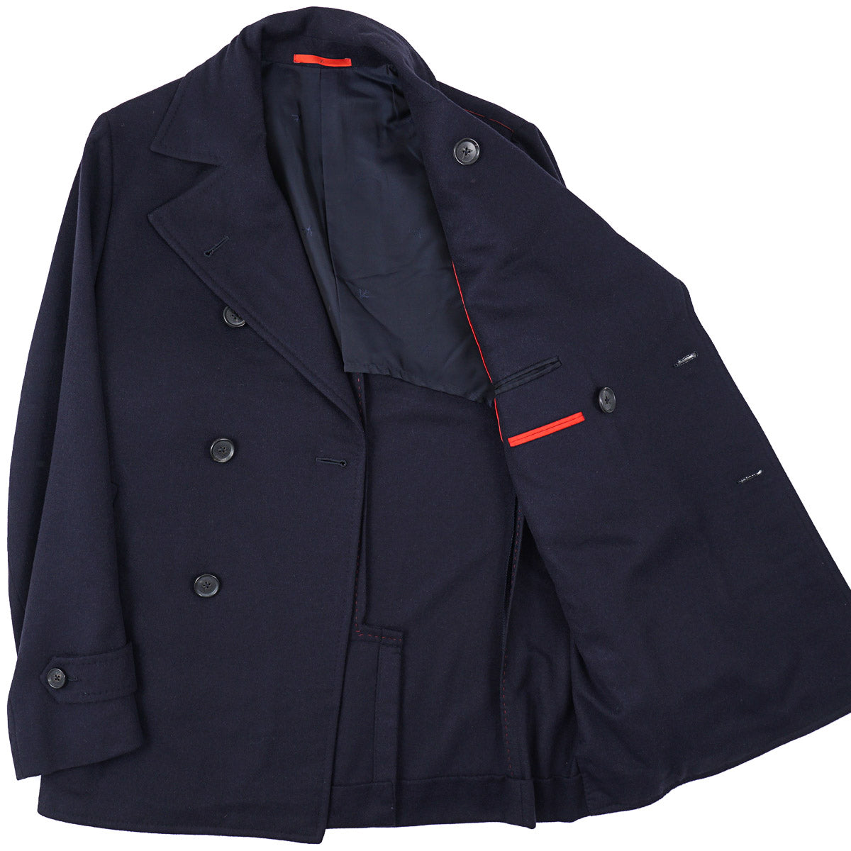 Isaia Lightweight Aqua Cashmere Peacoat