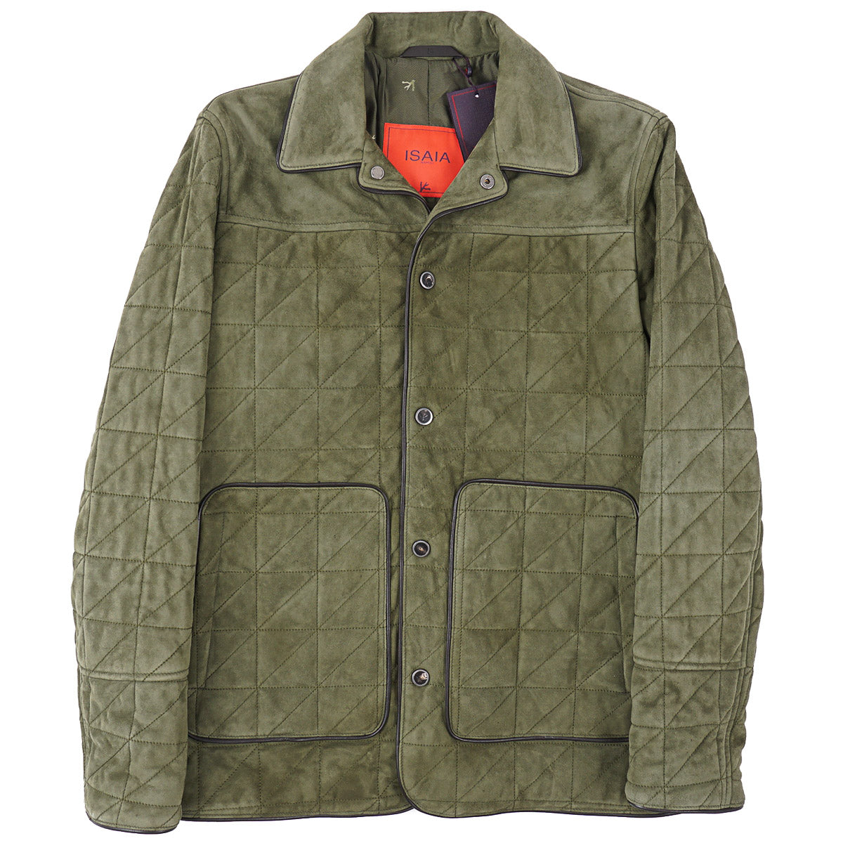 Isaia Quilted Padded Lamb Suede Jacket