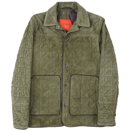 Isaia Quilted Padded Lamb Suede Jacket - Top Shelf Apparel