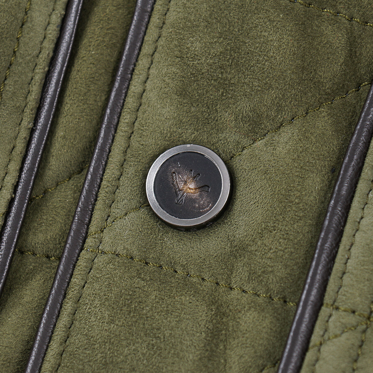 Isaia Quilted Padded Lamb Suede Jacket