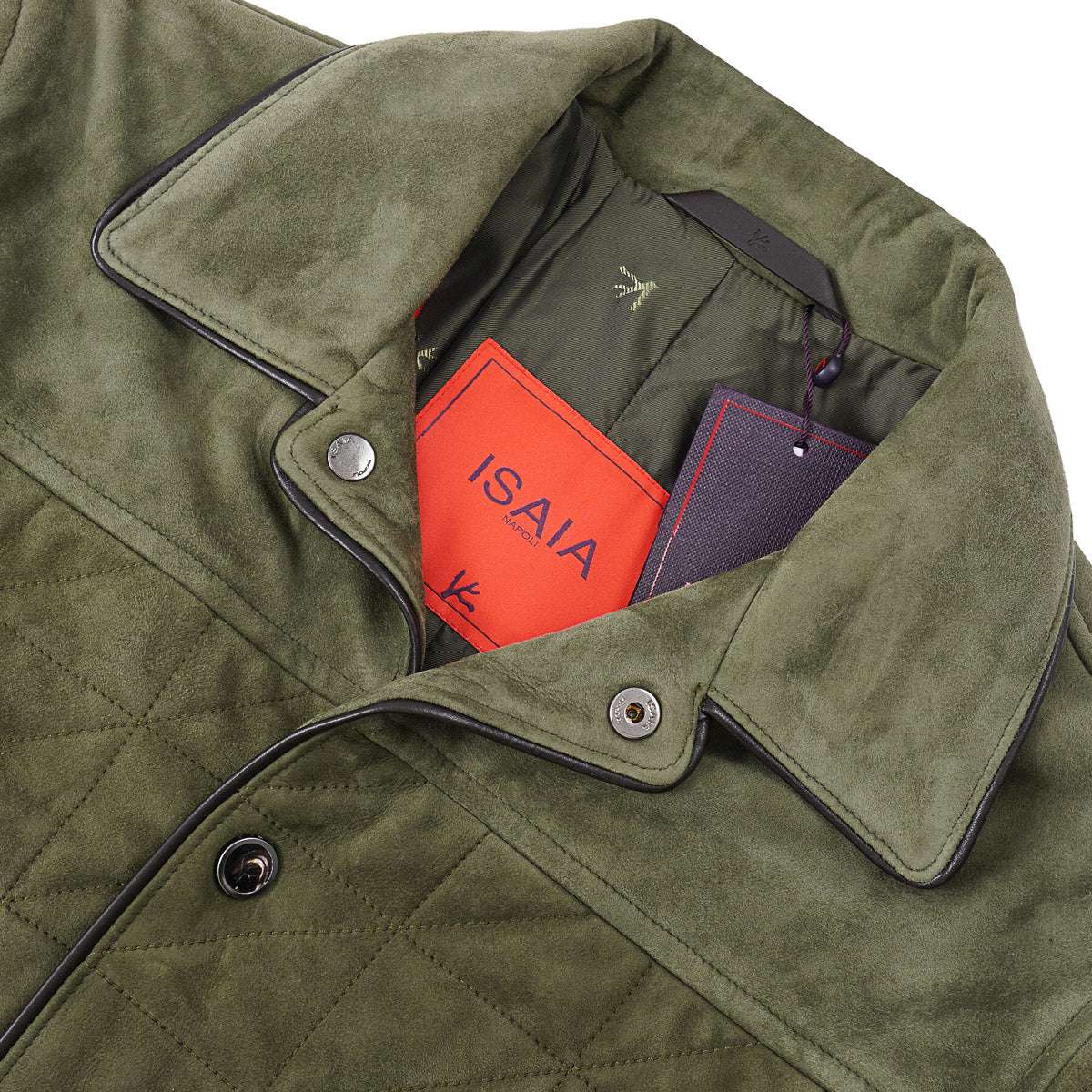 Isaia Quilted Padded Lamb Suede Jacket