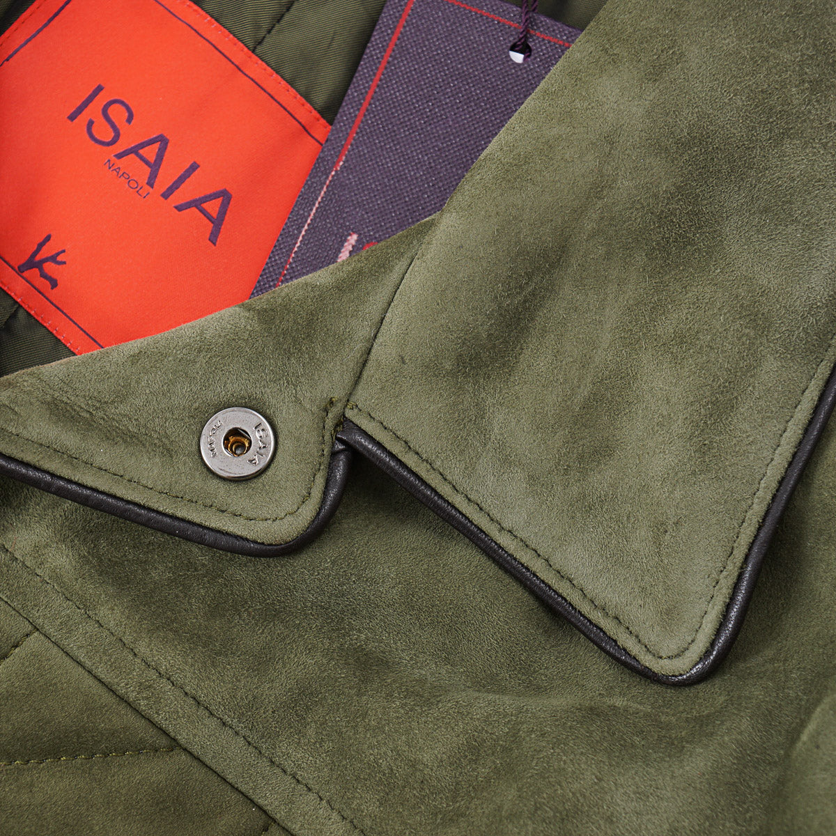 Isaia Quilted Padded Lamb Suede Jacket