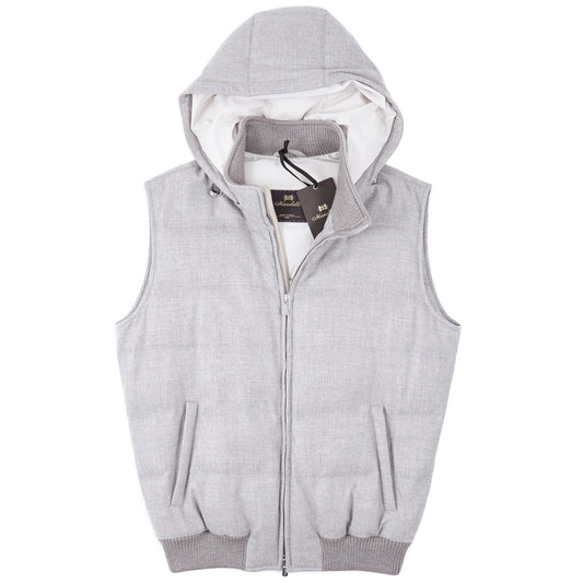 Enrico Mandelli Wool-Cashmere Down Vest with Hood