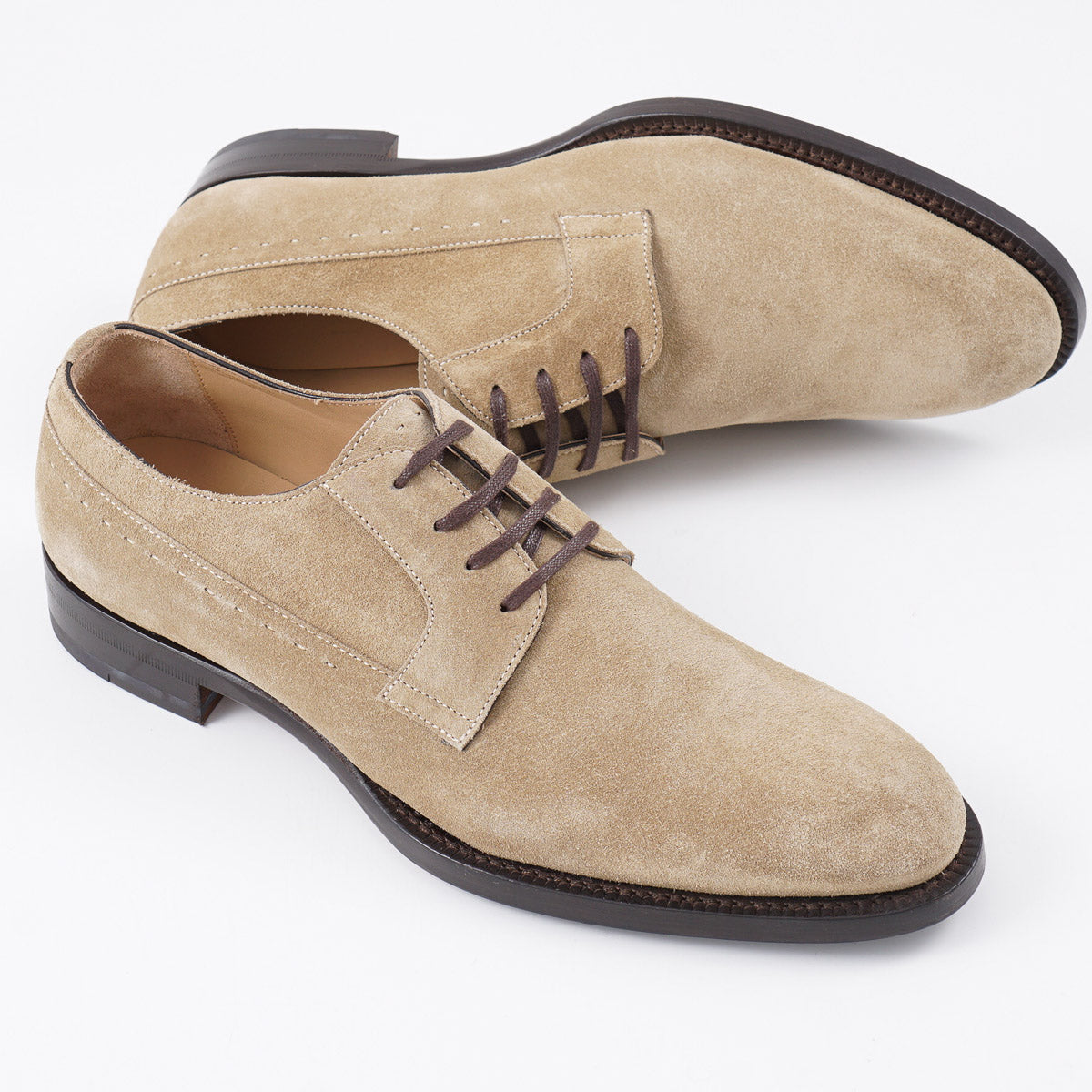Isaia Tan Calf Suede Derby - Top Shelf Apparel