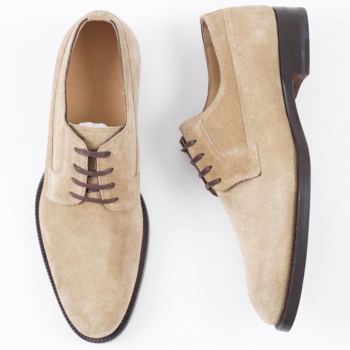 Isaia Tan Calf Suede Derby - Top Shelf Apparel