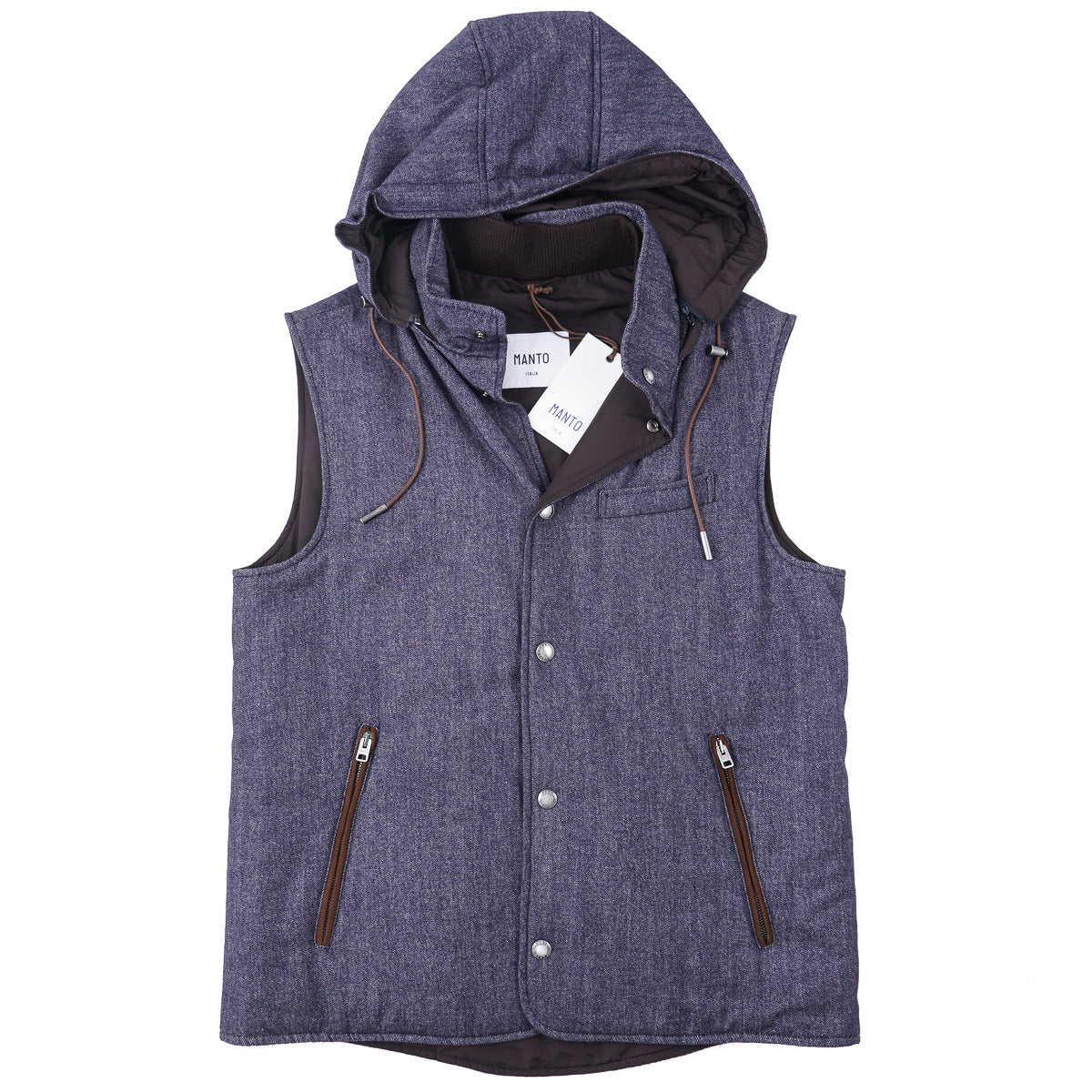 Manto Twill Cashmere Vest with Hood