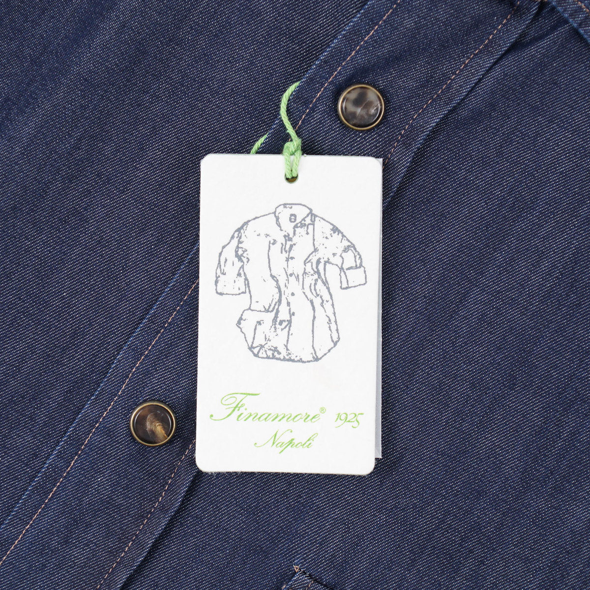 Finamore Snap-Front Chambray Denim Shirt