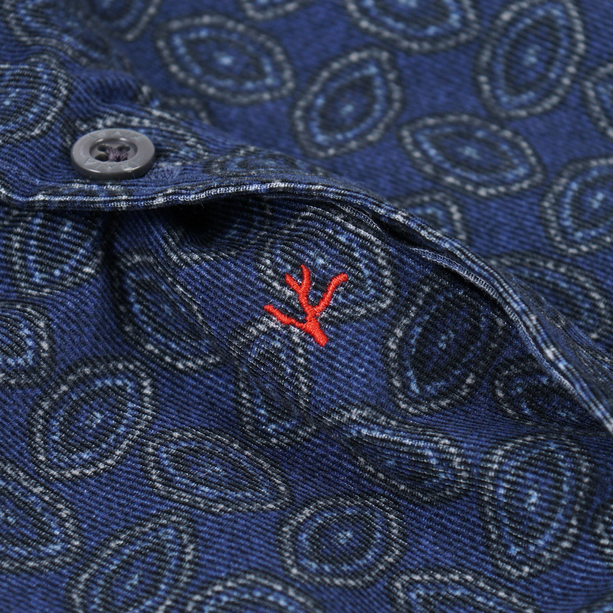 Isaia Printed Micro Corduroy Sport Shirt