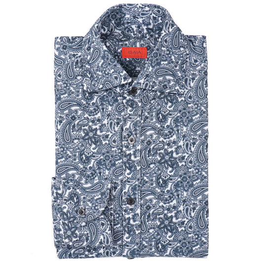 Isaia Printed Micro Corduroy Sport Shirt - Top Shelf Apparel