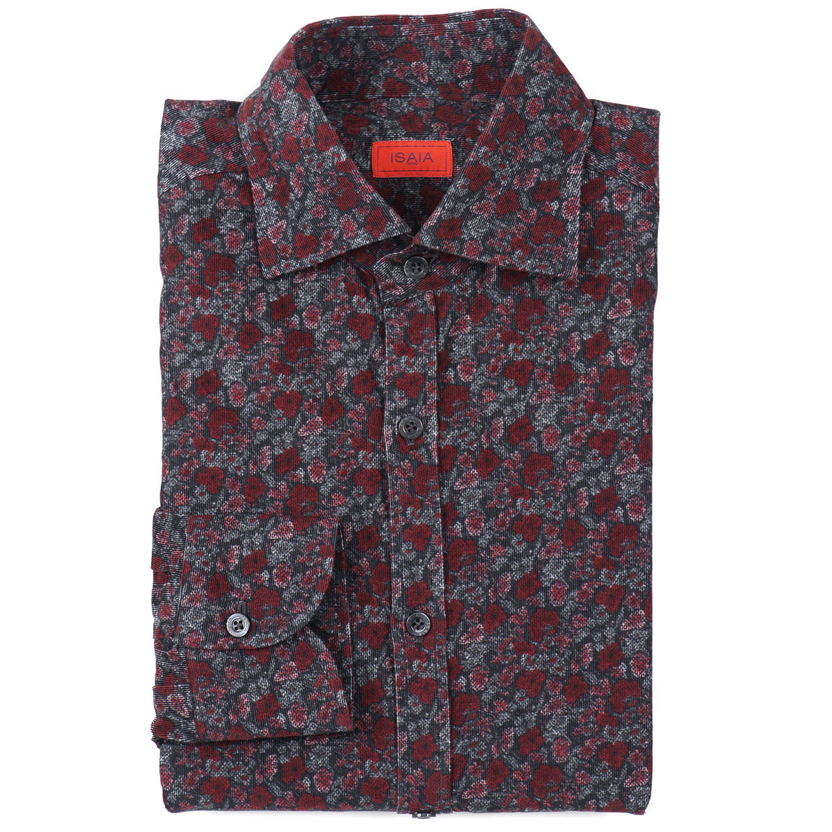 Isaia Printed Micro Corduroy Sport Shirt
