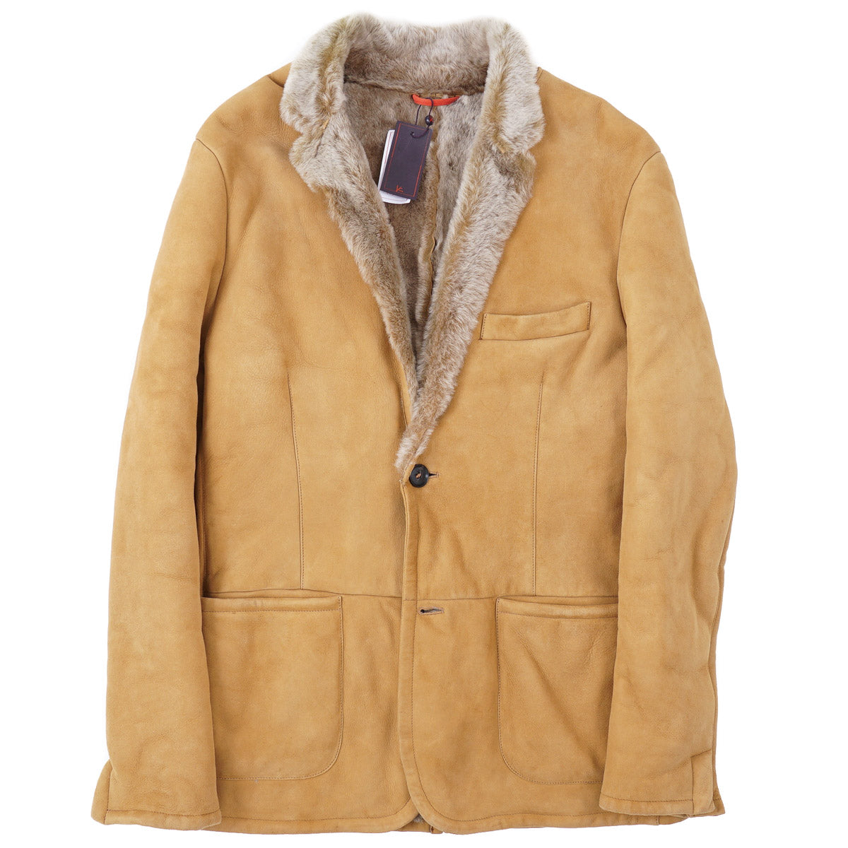 Isaia Plush Shearling Leather Blazer