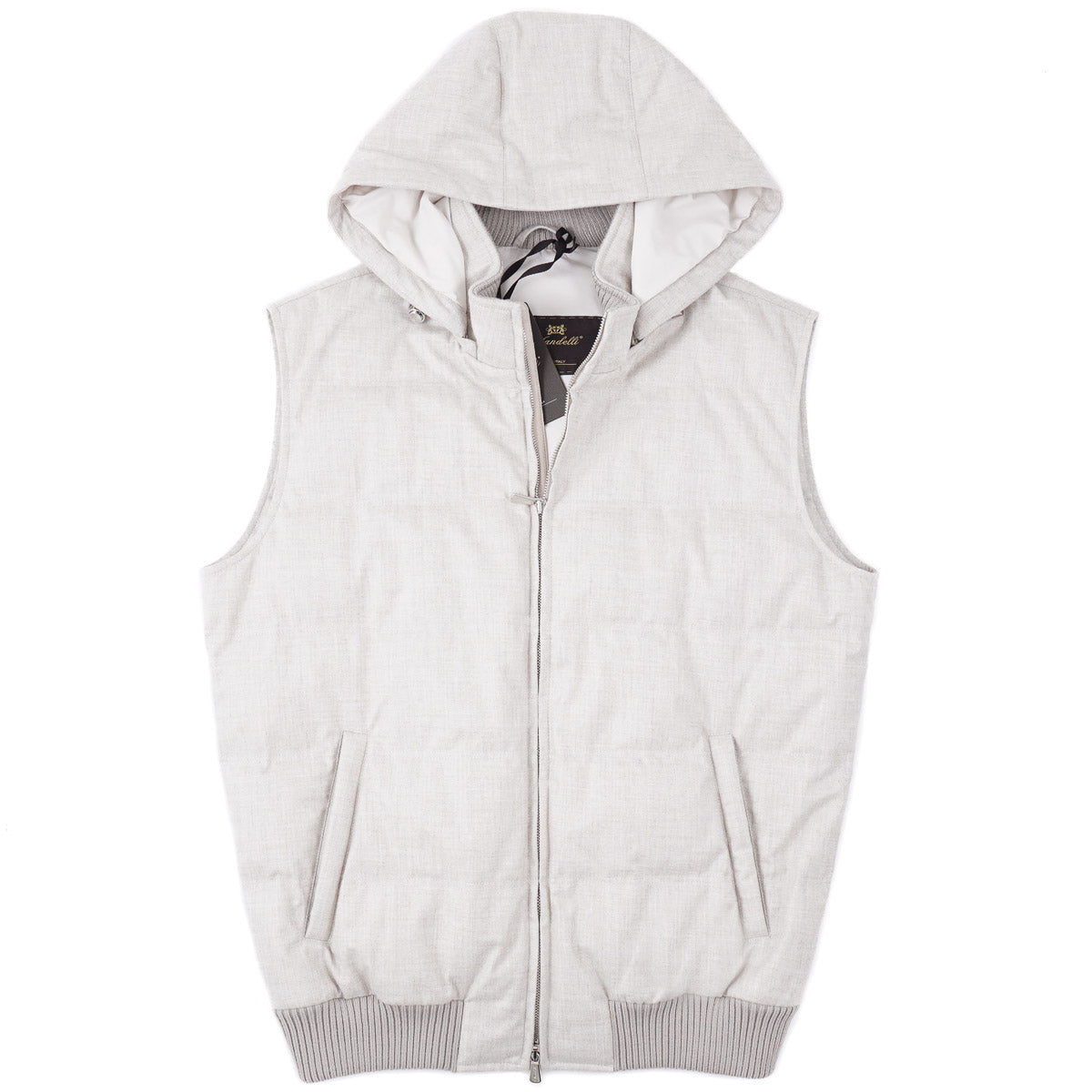 Enrico Mandelli Wool-Cashmere Down Vest with Hood