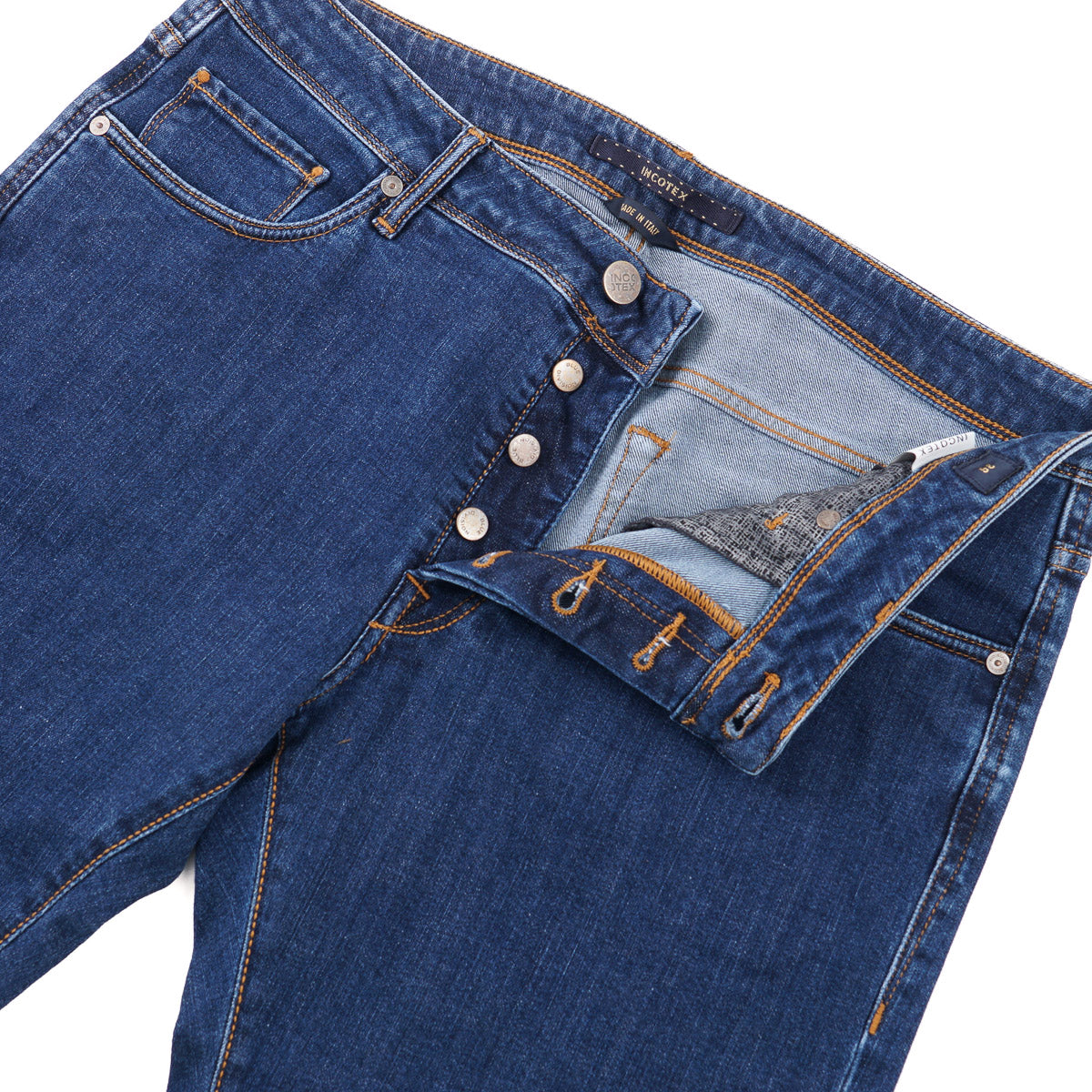 Incotex Slim-Fit Rinsed Blue Denim Jeans - Top Shelf Apparel